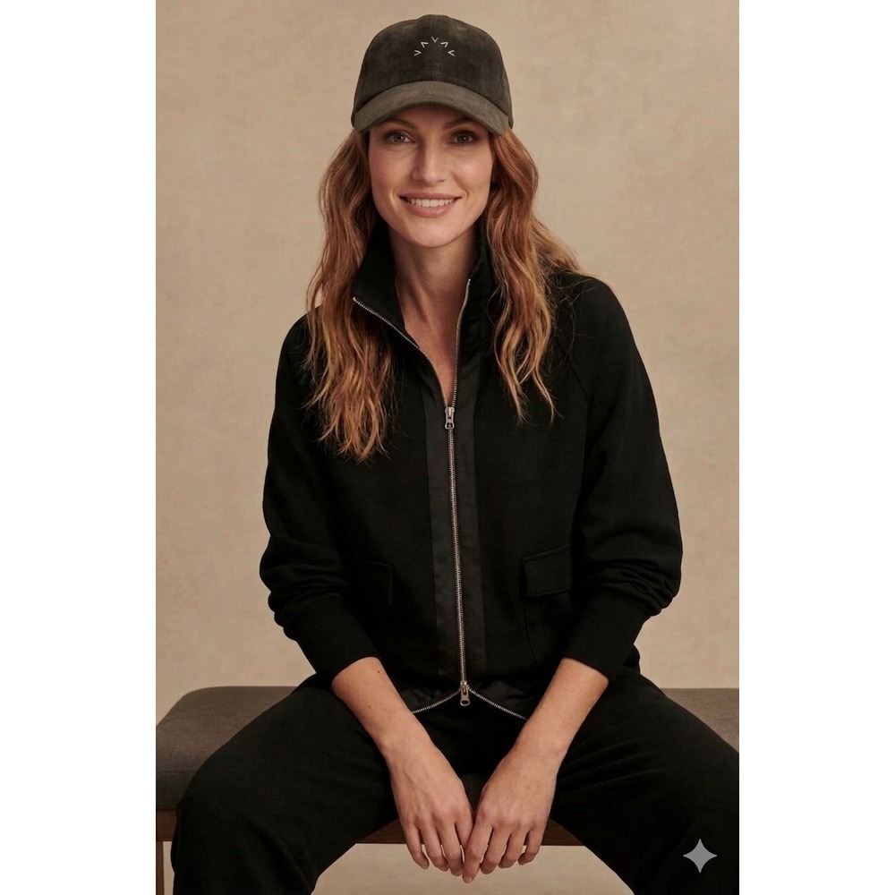 New Varley Roxbury Zip Through Jacket DoubleSoft Black XS Athleisure Lounge $178